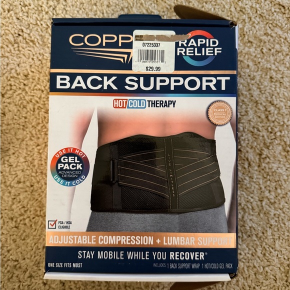 NWT Copper Fit Black Back Support - Picture 1 of 5